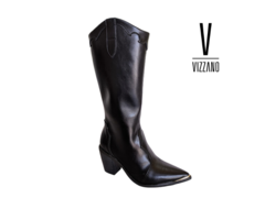 BOTA TEXANA FEM. CANO MÉDIO VIZZANO PRETO - comprar online