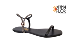 SANDALIA FEM. ANNA FLOR PRETO MENTON - loja online