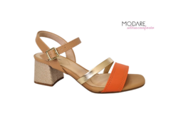 SANDALIA FEM. MODARE LARANJA DOURADO - loja online