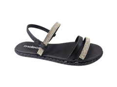 SANDÁLIA FEM. MOLECA PRETO STRASS - comprar online