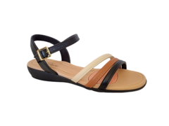 SANDALIA FEM. MODARE PRETO CREME CAMEL