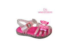 SANDALIA INF. FEM. WORLD COLORS PRATA PINK