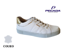 SAPATENIS FEM. PEGADA COURO BRANCO DOURADO - comprar online