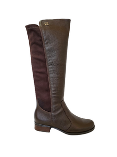 BOTA FEM. CANO ALTO PEGADA COURO CHOCOLATE - comprar online