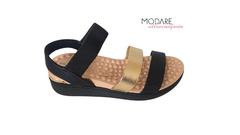 SANDALIA FEM. MODARE PRETO/DOURADO - Sugestiva Calçados