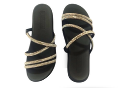 Imagem do CHINELO FEM. MOLECA PRETO STRASS