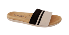 CHINELO FEM. BEIRA RIO SLIDE PRETO BRANCO - comprar online