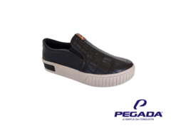 SAPATENIS FEM. SLIP ON COURO PEGADA PRETO na internet