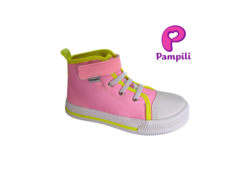 TENIS INF. FEM. BOTINHA PAMPILI ROSA AMARELO NEON