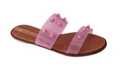 CHINELO FEM. MOLECA TIRA DUPLA SPIKE ROSA - comprar online