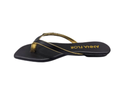 CHINELO FEM. DEDO ANNA FLOR PRETO DOURADO - comprar online