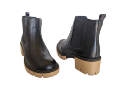 BOTA BOTINA FEM. CANO BAIXO MOLECA PRETO BEGE - comprar online