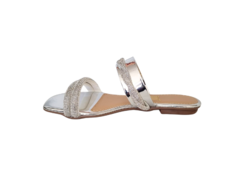 CHINELO FEM. ANNA FLOR PRATA CRISTAL - loja online