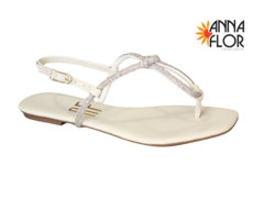 SANDALIA FEM. ANNA FLOR BRANCO OFF STRASS