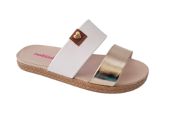 CHINELO INF. FEM. MOLEKINHA TIRA DUPLA BRANCO DOURADO - comprar online