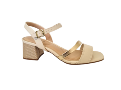 SANDALIA SALTO FEM. MODARE CREME DOURADO - comprar online