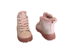 BOTA COTURNO FEM. INF. MINI E SUA CIA GLITTER ROSA - Sugestiva Calçados