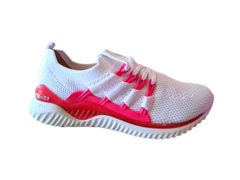 TENIS FEM. ACTVITTA TECIDO KNIT BRANCO PINK - Sugestiva Calçados