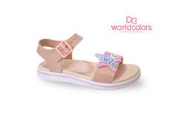 SANDALIA INF. FEM. WORLD COLORS NUDE BRANCO