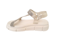 SANDALIA FEM. FLATFORM MOLECA BRANCO OFF STRASS - Sugestiva Calçados