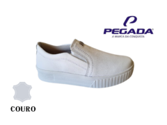 SAPATENIS FEM. PEGADA COURO SLIP ON BRANCO