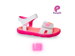 SANDALIA INF. FEM. PAMPILI LED BRANCO PINK