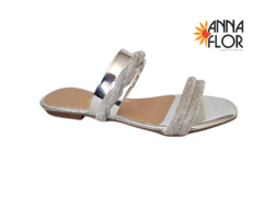 CHINELO FEM. ANNA FLOR PRATA CRISTAL - loja online