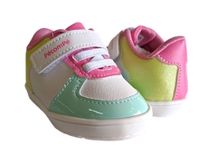 TENIS INF. FEM. FEM BEBÊ PÉ COM PÉ BRANCO ROSA VERDE - comprar online