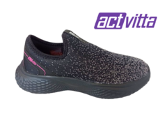 TENIS FEM. ACTVITTA SLIP ON PRETO GRAFITE