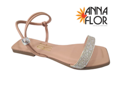 SANDALIA FEM. ANNA FLOR BEGE STRASS - loja online