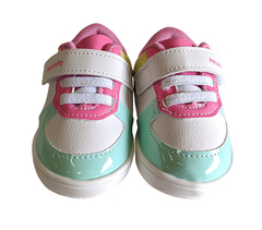 TENIS INF. FEM. FEM BEBÊ PÉ COM PÉ BRANCO ROSA VERDE - comprar online