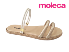 SANDALIA FEM. MOLECA BRANCO OFF DOURADO - Sugestiva Calçados