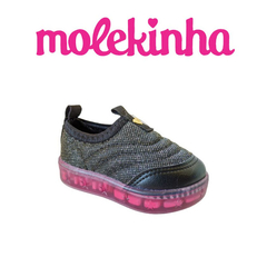 TENIS INF. FEM. MOLEKINHA PRETO PRATA BRILHO - comprar online