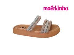 CHINELO INF. FEM. BIRKEN MOLEKINHA OURO ROSADO - Sugestiva Calçados