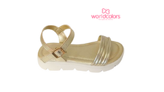 SANDALIA FEM. INF. WORLD COLORS OURO LIGHT