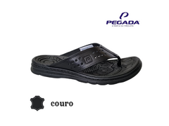 CHINELO MASC. COURO PEGADA PRETO