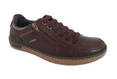 SAPATENIS MASC. PEGADA CASUAL COURO CADARÇO ELÁSTICO ZIPER LATERAL BROWN - comprar online