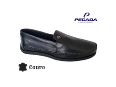 SAPATO MOCASSIM MASC. COURO PEGADA PRETO - Sugestiva Calçados