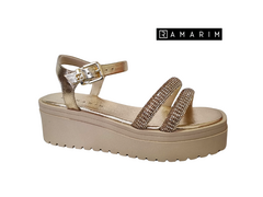 SANDALIA FEM. FLATFORM RAMARIM DOURADO - Sugestiva Calçados