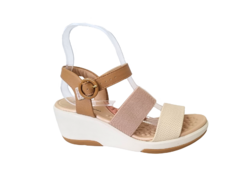 SANDALIA FEM. SALTO ANABELA CREME BEGE - comprar online