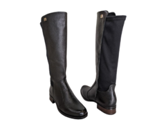 BOTA FEM. CANO ALTO MONTARIA COURO PEGADA PRETO - comprar online