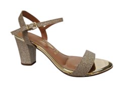 SANDÁLIA FEM. SALTO VIZZANO GLITTER DOURADO