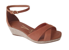 SANDALIA FEM. VIZZANO SALTO ANABELA COR NATURAL CAMEL - comprar online