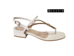 SANDALIA FEM. SALTO RAMARIM OFF WHITE