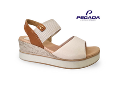 SANDALIA SALTO ANABELA FEM. PEGADA LINHO CAMEL