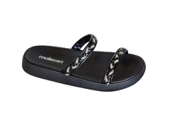 CHINELO BIRKEN FEM. MOLECA PRETO STRASS - Sugestiva Calçados