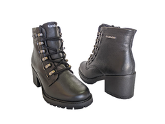 BOTA COTURNO SALTO FEM. COURO COMFORT FLEX PRETO - loja online