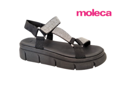 SANDALIA FEM. FLATFORM MOLECA PRETO STRASS - loja online