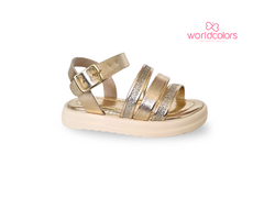 SANDALIA INF. FEM. WORLD COLORS OURO LIGHT