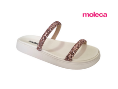 CHINELO PAPETE FEM. MOLECA BRANCO OFF DOURADO GLITTER - loja online